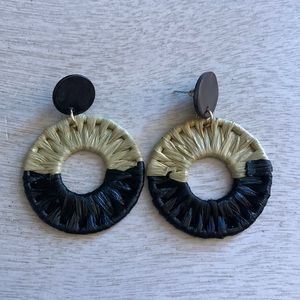 NWOT A New Day Rattan Statement Earrings - Tan & Black